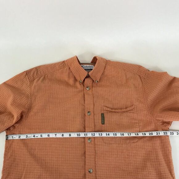 Columbia Casual Button Down Shirt Men's Medium Orange Plaid 100% Cotton Outdoor - Picture 8 of 11